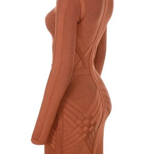 Women'S Clothing European And American Women'S Clothing Tight-Fitting Long-Sleeved Dress Sexy Bandage