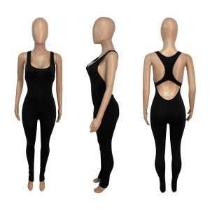 European And American Women's Clothing, Amazon Women's Clothing, Yoga Slim Fit Halter Hip Sports Jumpsuit