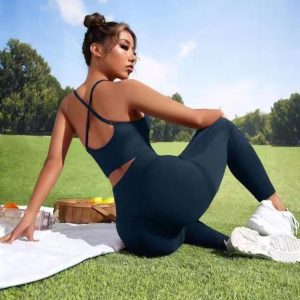 2 Pieces Suit Women's Yoga Clothing Top Outdoor Sports High Waist Hip Lift Trousers