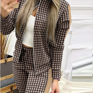 Women's Clothing Printing Color Contrast Stitching Two-piece Suit