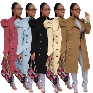 Pure Color All-match Long Trench Coat Women's Clothing