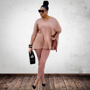 Solid Color Loose Casual Plus Size Women's Clothing Suit