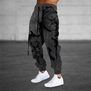 Men's Sports Casual Pants With 3D Printing