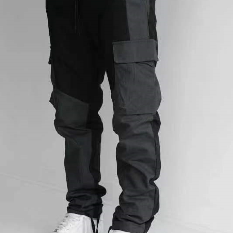 Large Pocket Stitching Trousers Men's Loose Feet