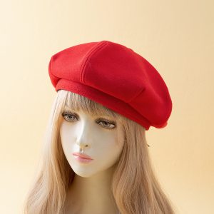 Women's Fashion All-matching Solid Color Wool Four-corner Retro Artistic Painter Hat