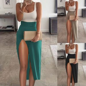 New European And American Women's Clothing High Waist Stitching Slim Fit Vest Dress